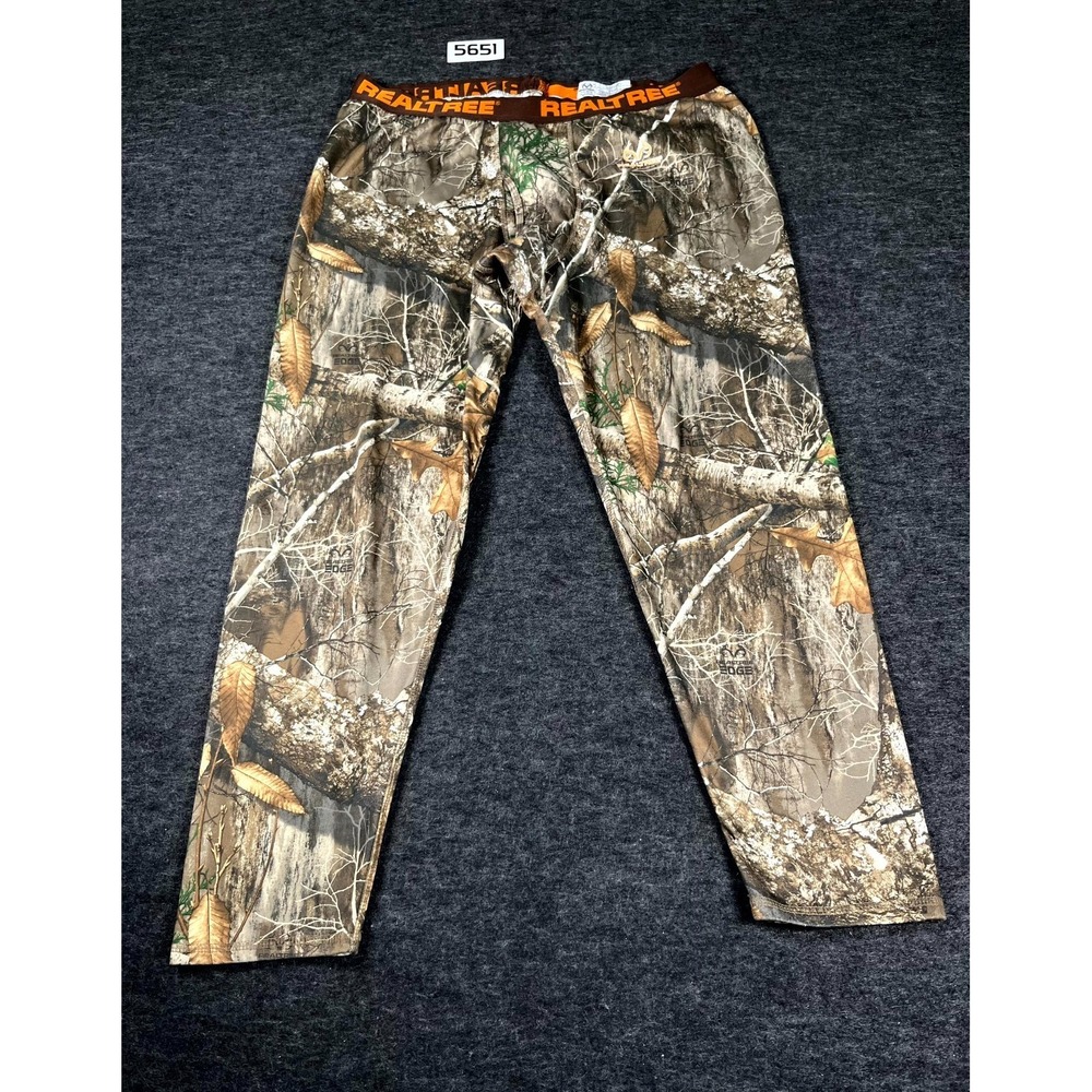 Realtree‎ Edge Base Layer Thermal Pants Mens XL Brown Camo Hunting Performance
